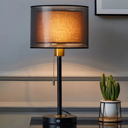 Lumis – Vintage Table Lamp with Double Fabric Shade | Warm Ambient Lighting for Bedroom or Living Room