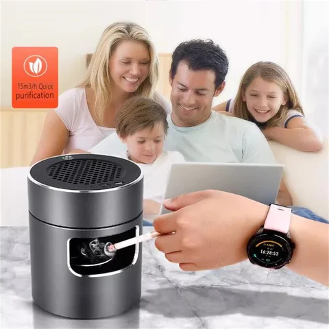 Smart Smokeless Ashtray – Negative Ion with HEPA Filter & Rechargeable Battery