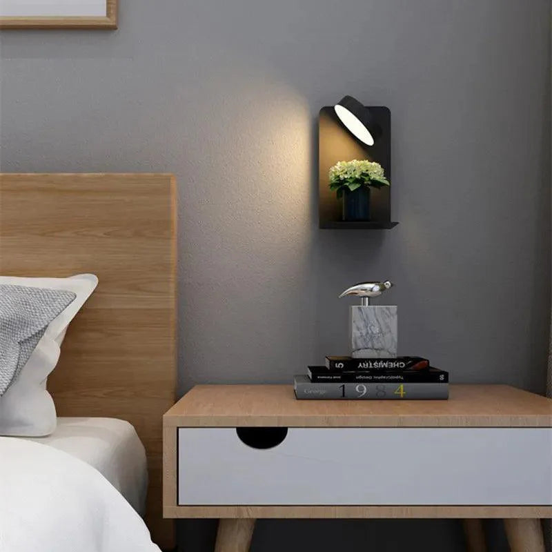 Multi-Angle Bedside Lamp with USB Charging Station & Built-In Shelf – Adjustable LED Lighting