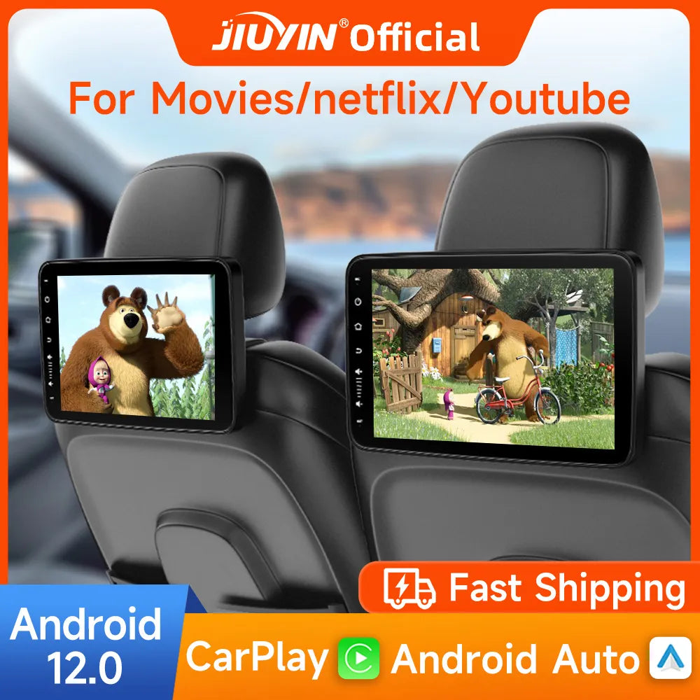 Bluetooth Car Headrest Screen | Ultra-HD Rear Seat Entertainment System