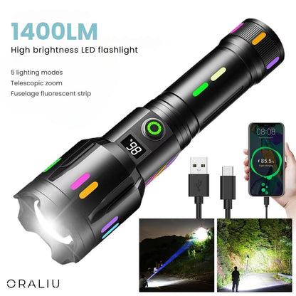 Military-Grade LED Flashlight – Rechargeable – 9000 Lumens