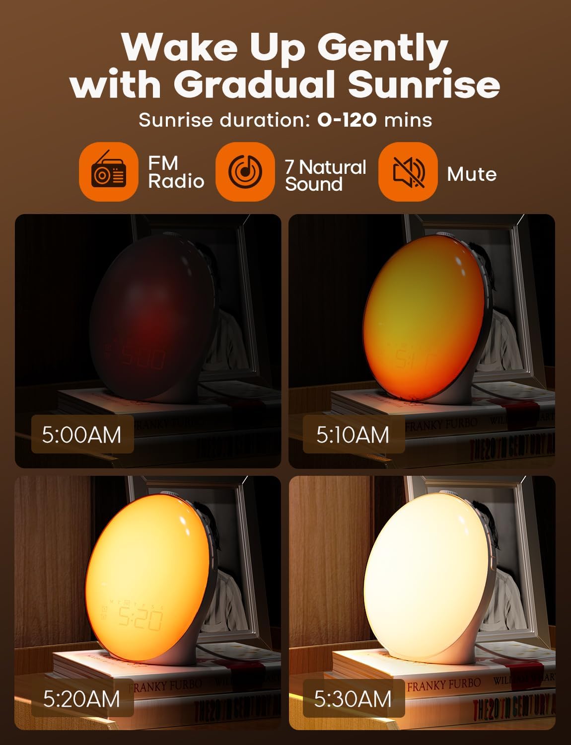 GlowRise Natural Wake-Up Light Alarm Clock with Sunrise & Sunset Simulation