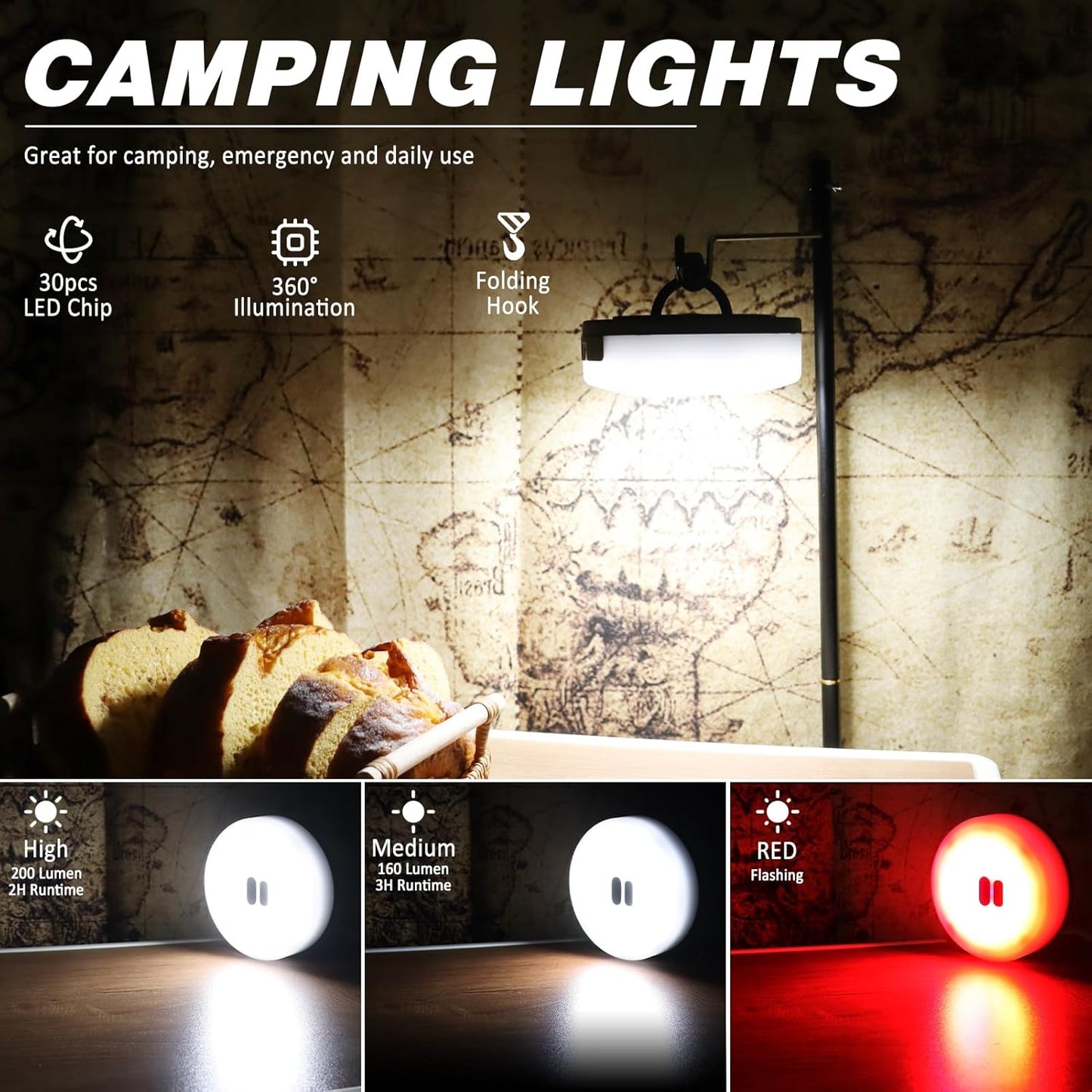 Portable LED Camping String Light – USB Rechargeable Waterproof Fairy Lights for Outdoor & Indoor Use (10m)