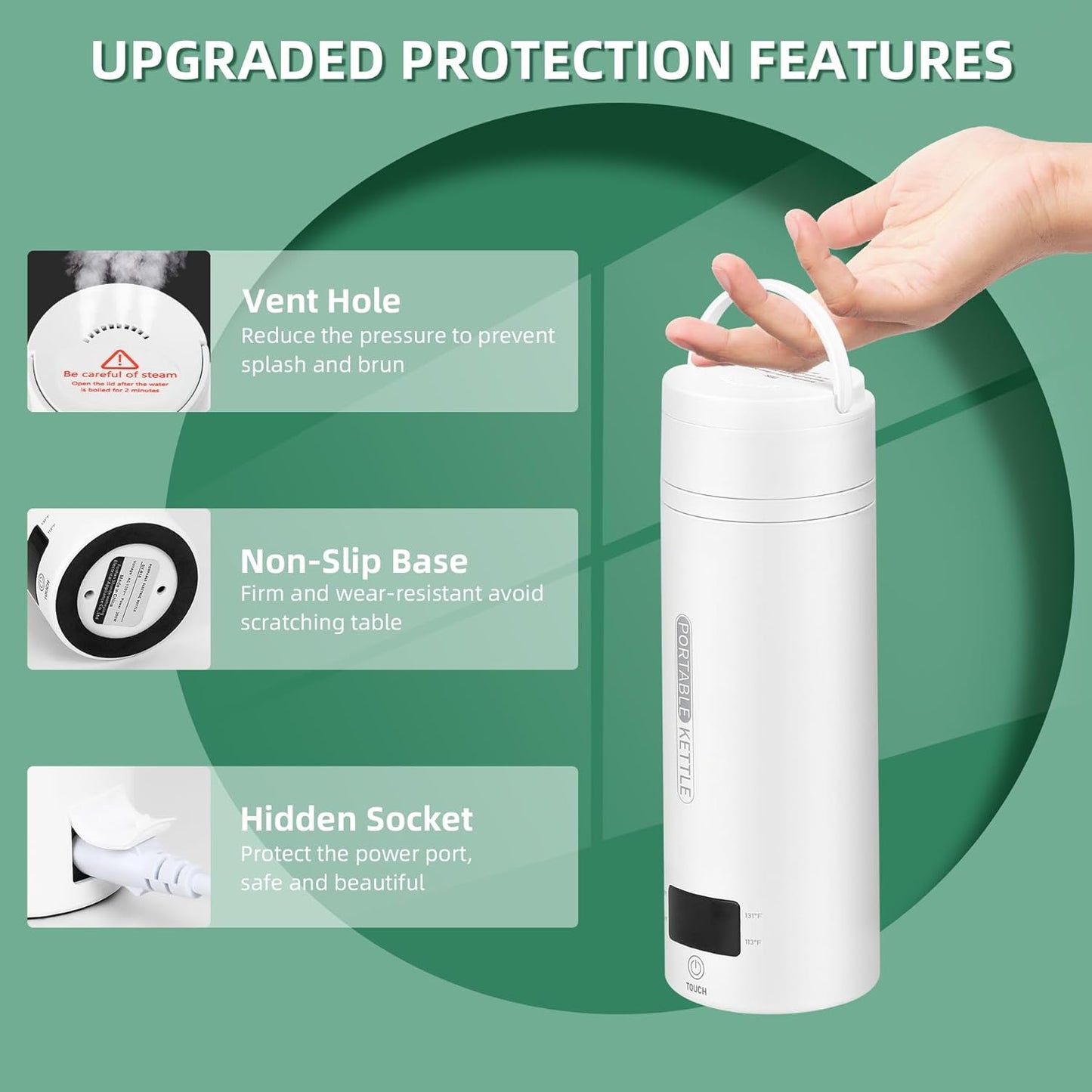 Portable Electric Travel Kettle | Compact Stainless Steel Smart Kettle with LCD