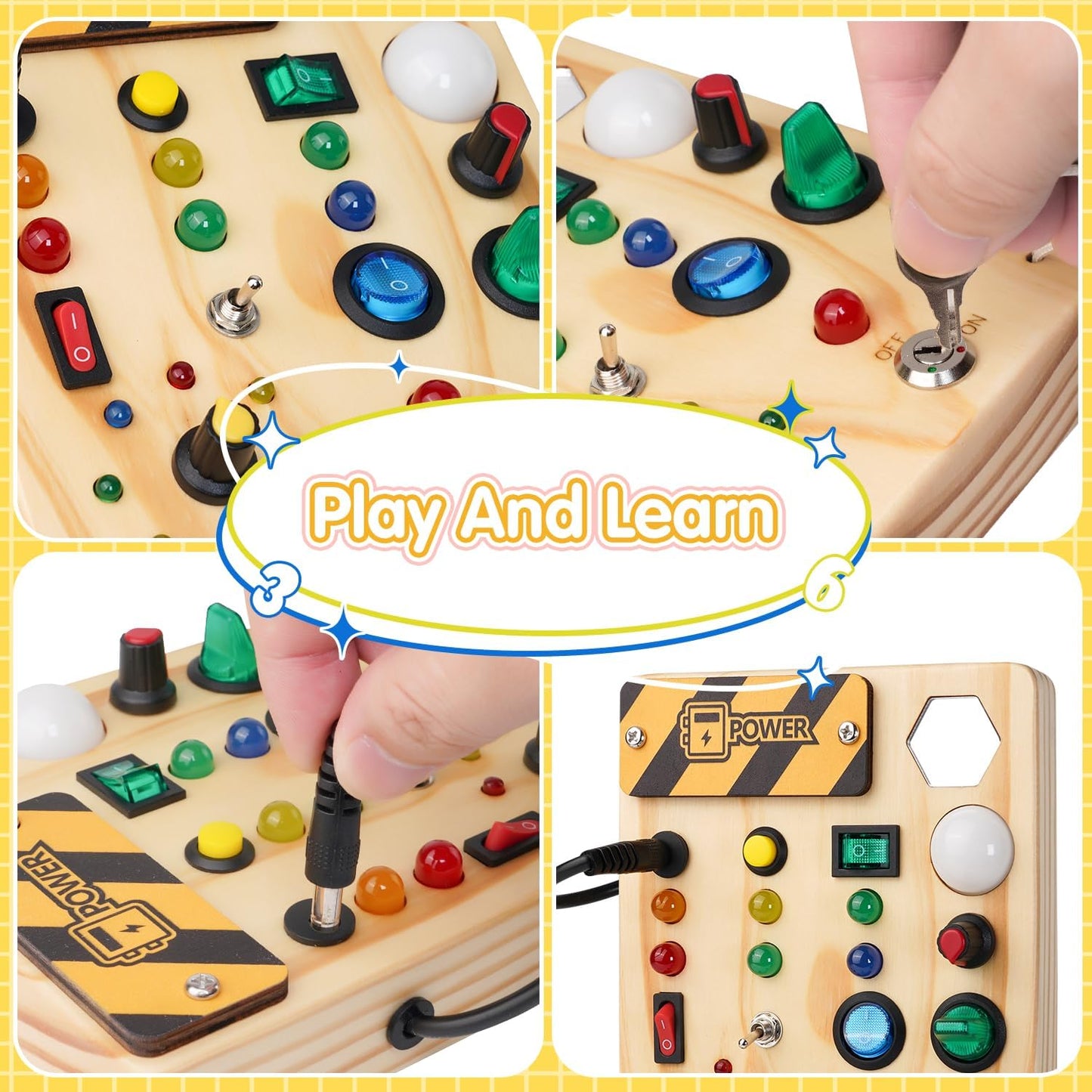 Montessori-Inspired Toddler Pegboard with 27 LED Lights – Educational Toy for Ages 1-6
