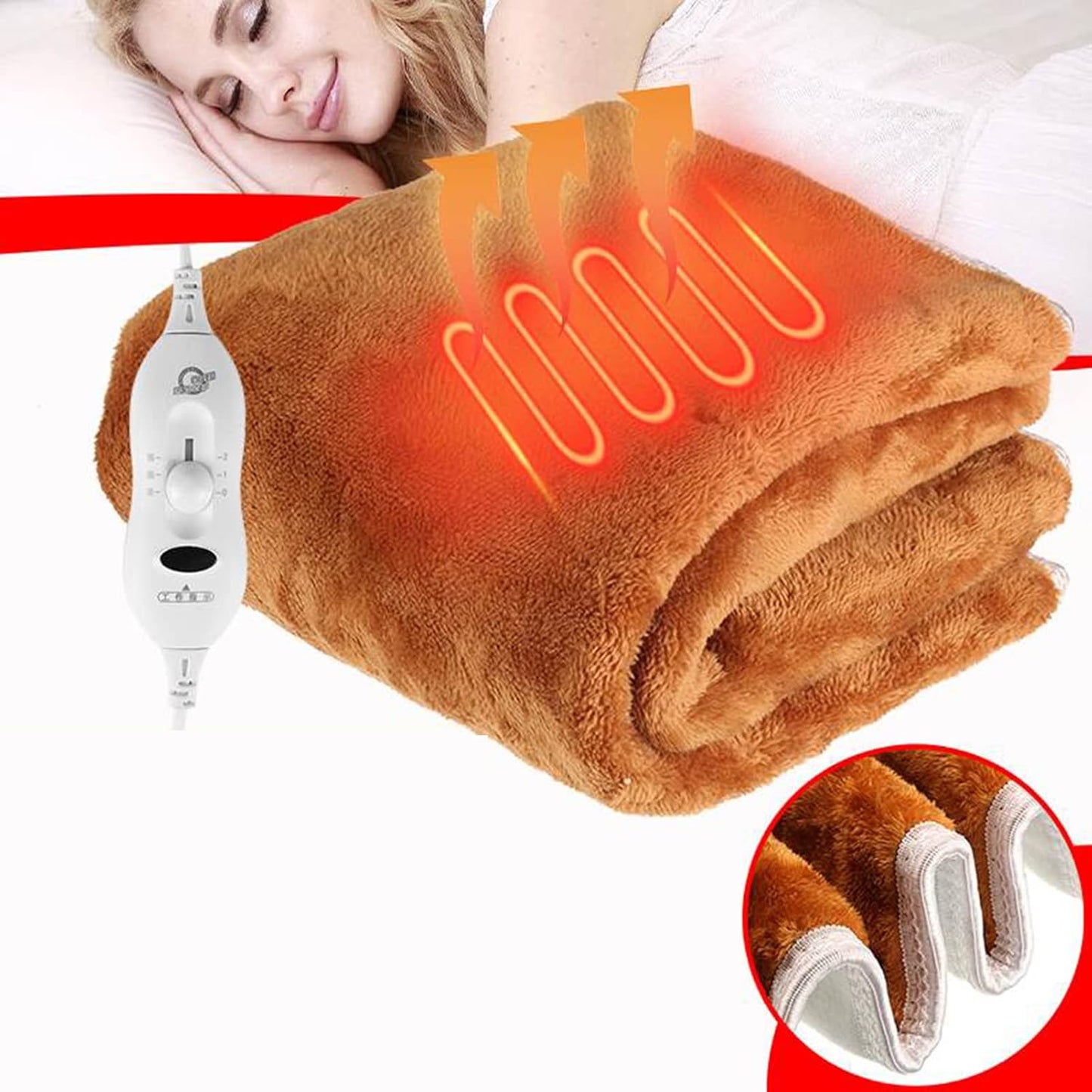 WinterWarm Electric Heated Blanket – Adjustable Temperature & Overheat Protection