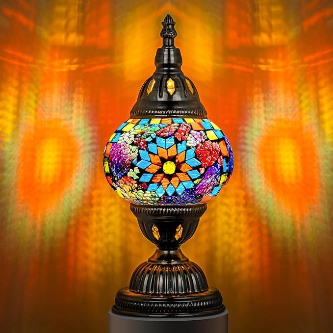 Marrakech Turkish Table Lamp – Handcrafted Mosaic Glass with Bronze Base