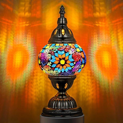 Marrakech Turkish Table Lamp – Handcrafted Mosaic Glass with Bronze Base