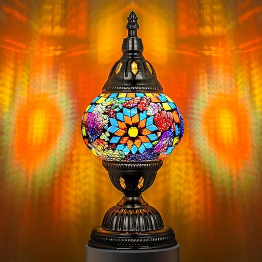 Marrakech Turkish Table Lamp – Handcrafted Mosaic Glass with Bronze Base