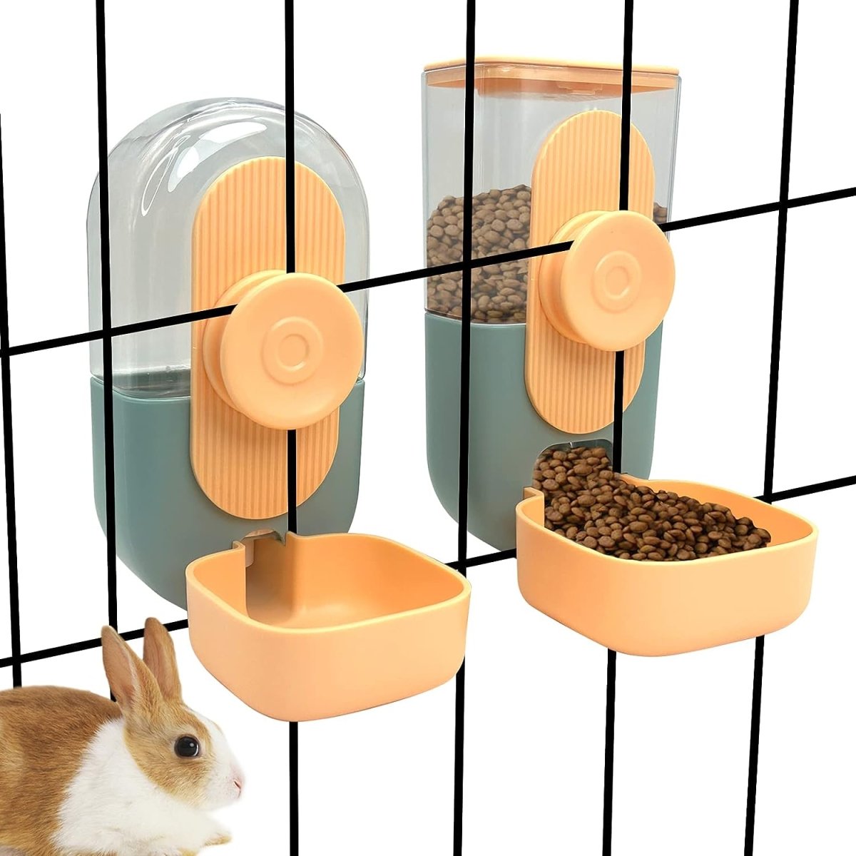 BunnyMate Automatic Rabbit Food & Water Dispenser Set – Cage Mountable Feeder for Small Pets