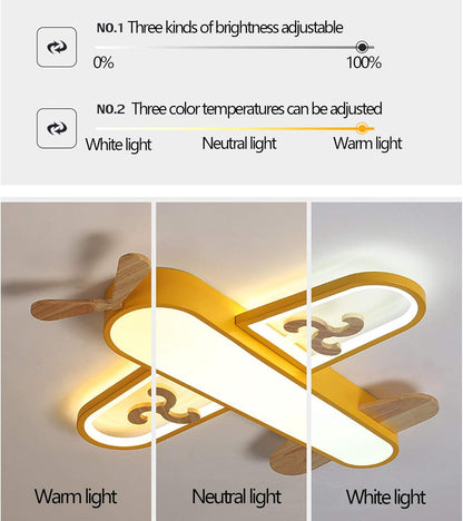 Airplane Pendant Light for Kids Room – Dimmable LED with Remote Control | Colour-Adjustable Ceiling Lamp