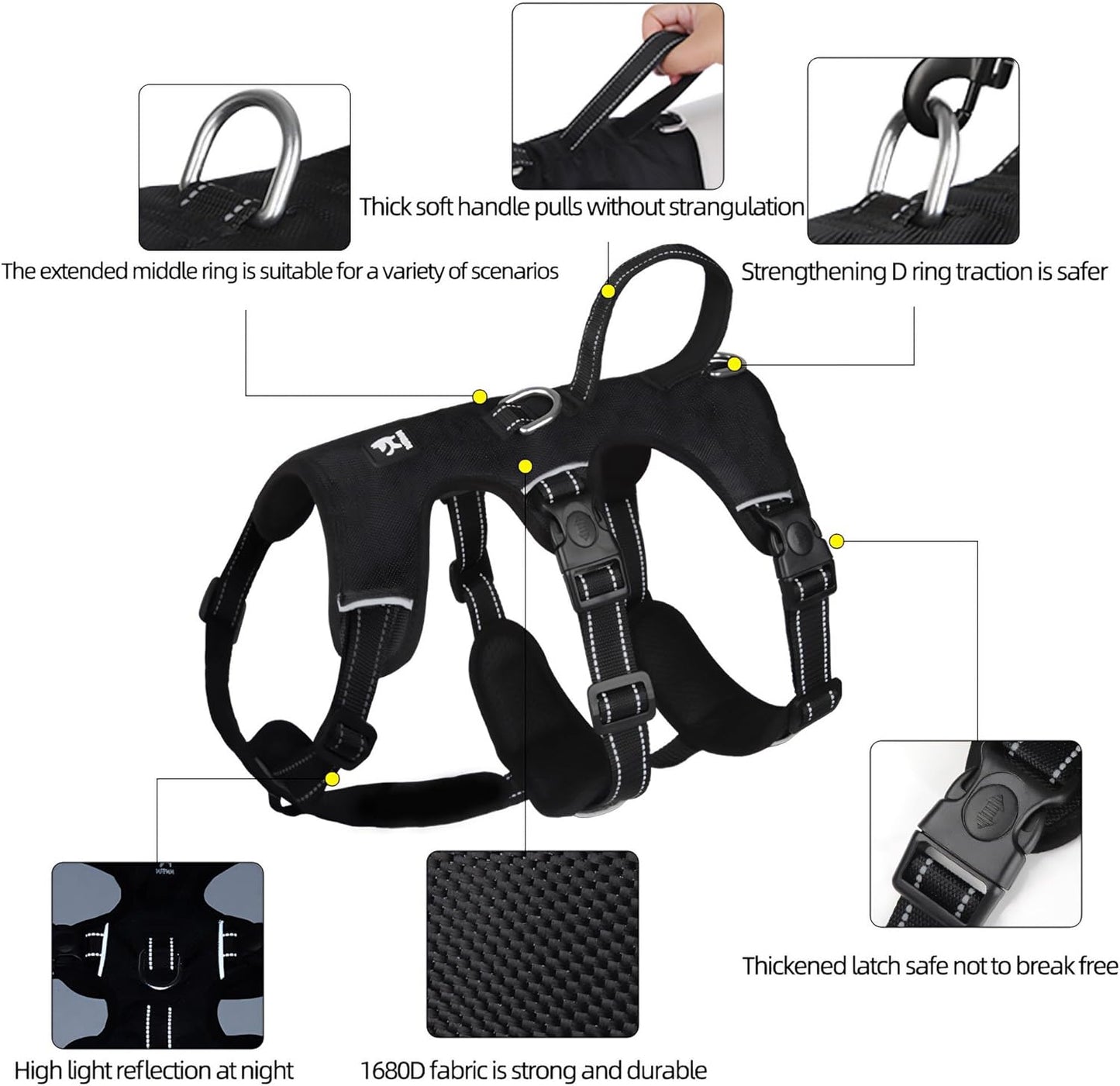 GripGuard Reflective No-Pull Dog Harness – Escape-Proof and Adjustable for Safe Walks