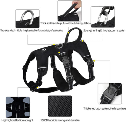 GripGuard Reflective No-Pull Dog Harness – Escape-Proof and Adjustable for Safe Walks
