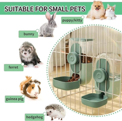 BunnyMate Automatic Rabbit Food & Water Dispenser Set – Cage Mountable Feeder for Small Pets