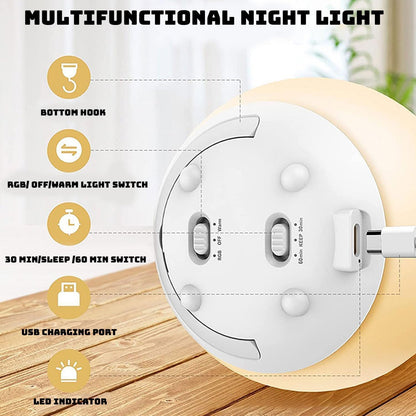 Breastfeeding Night Light | Soft BPA-Free Silicone Touch Lamp with Eye-Friendly Stepless Dimmer