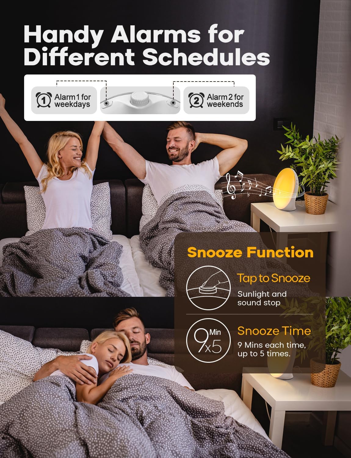 GlowRise Natural Wake-Up Light Alarm Clock with Sunrise & Sunset Simulation