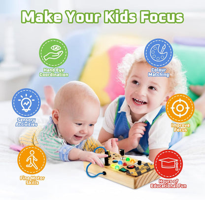 Montessori LED Busy Board – Sensory Activity Toy for Toddlers & Kids