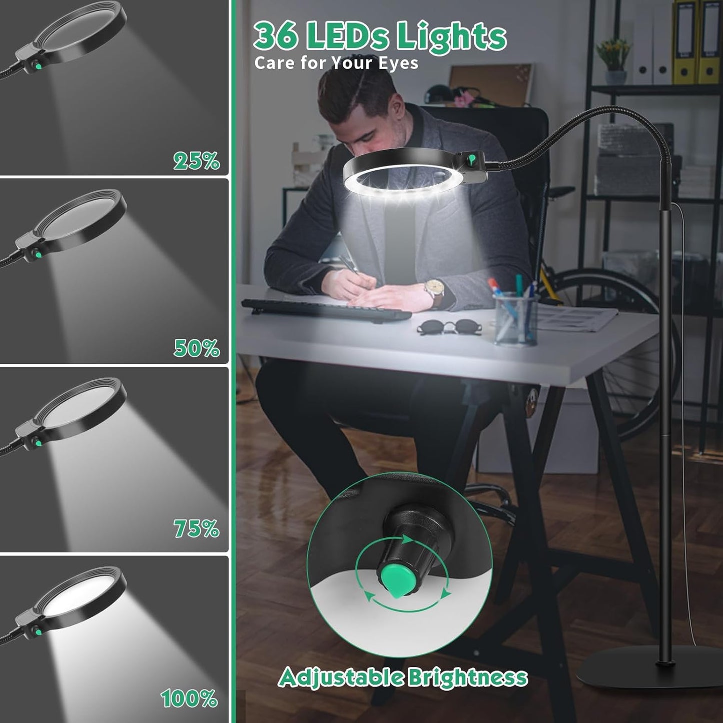Full-Page Magnifying Glass with LED Light – Hands-Free Reading Aid for Books, Crafts & Hobbies