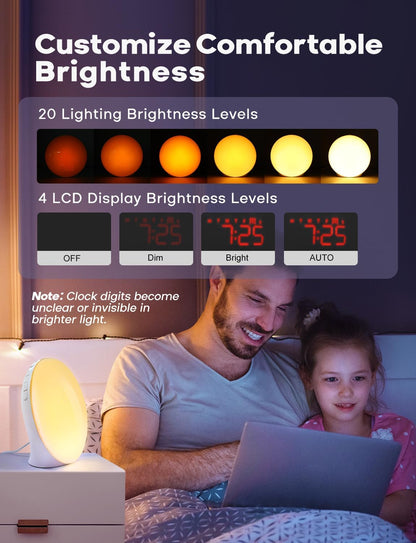 GlowRise Natural Wake-Up Light Alarm Clock with Sunrise & Sunset Simulation