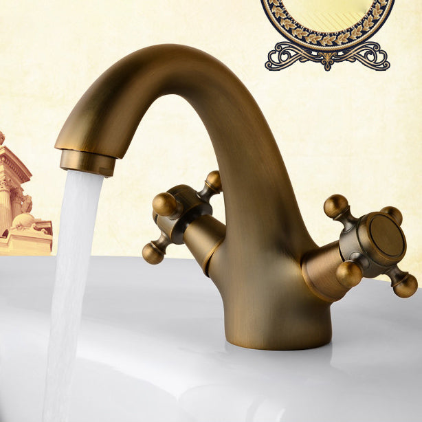 Industrial Wide-Spread Bathroom Faucet with Dual Cross Handles – Brass Construction