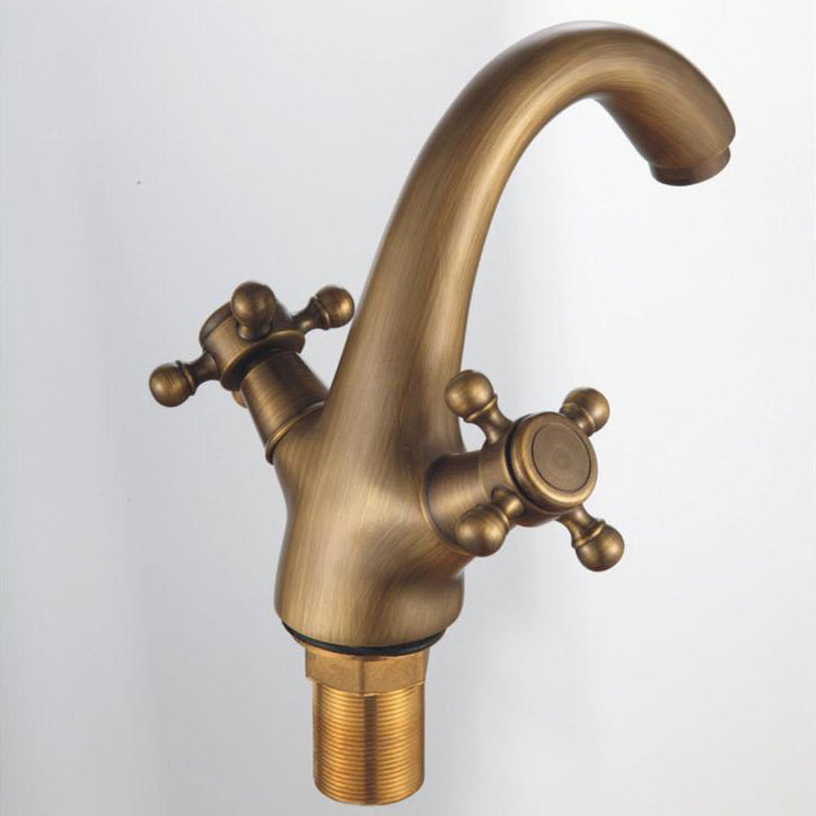 Industrial Wide-Spread Bathroom Faucet with Dual Cross Handles – Brass Construction