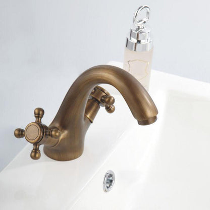 Industrial Wide-Spread Bathroom Faucet with Dual Cross Handles – Brass Construction