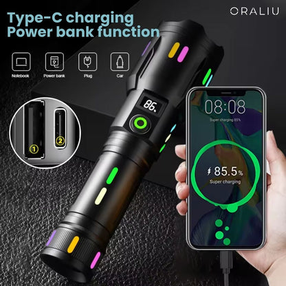 Military-Grade LED Flashlight – Rechargeable – 9000 Lumens