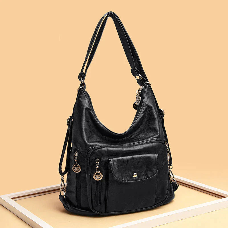 Soft Leather Shoulder Bag with Large Capacity