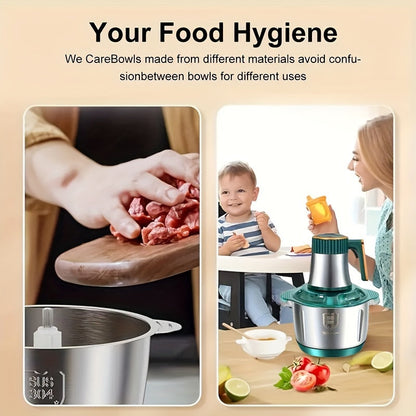 Stainless Steel Food Processor – Powerful Meat Grinder & Vegetable Chopper (5L, 5000 RPM)
