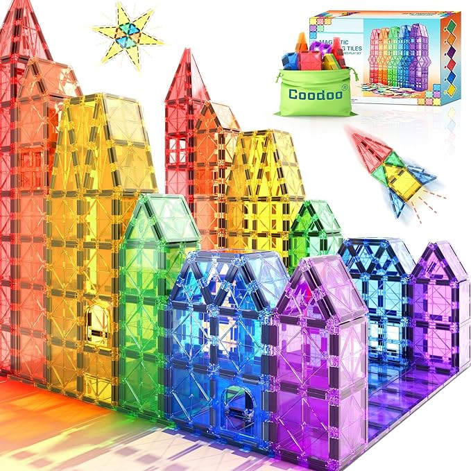 Montessori Magnetic Tiles – 40-Piece STEM Building Set for Kids