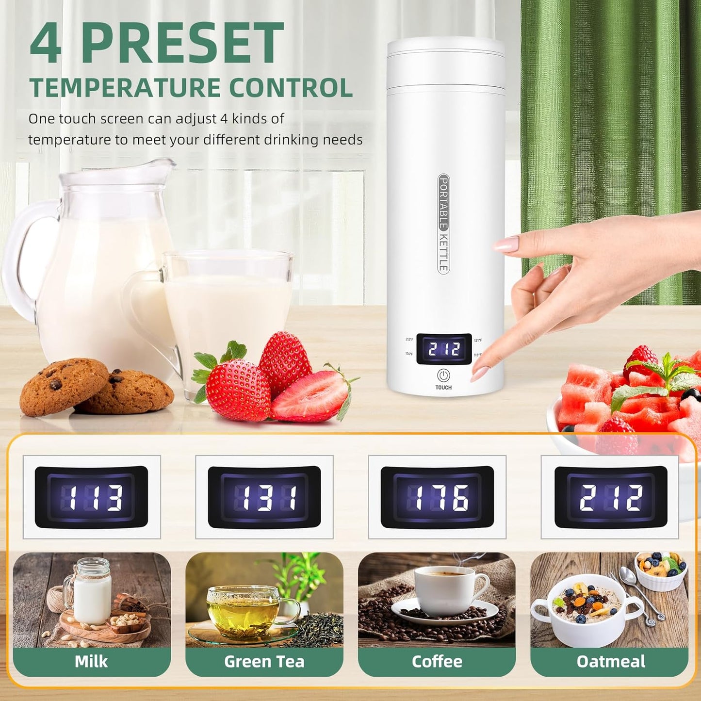 Portable Electric Travel Kettle | Compact Stainless Steel Smart Kettle with LCD