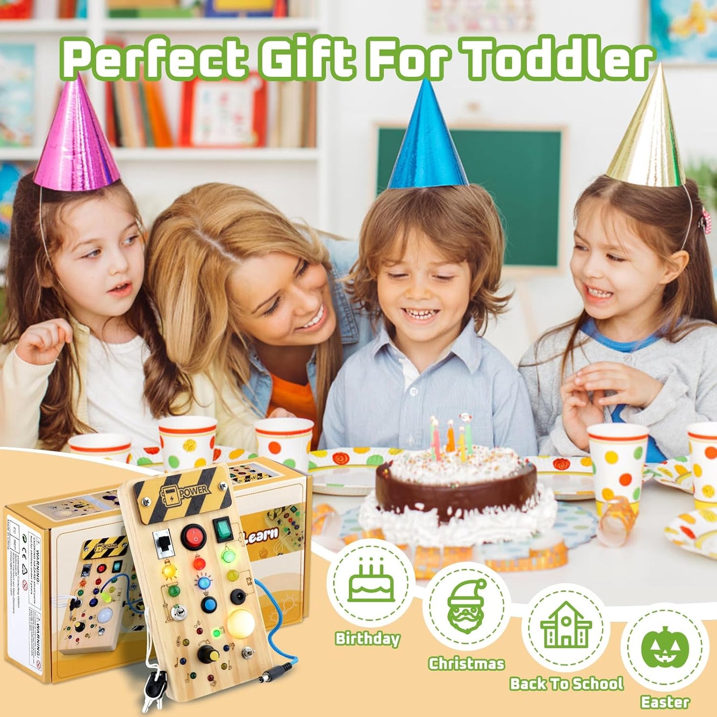 Montessori LED Busy Board – Sensory Activity Toy for Toddlers & Kids