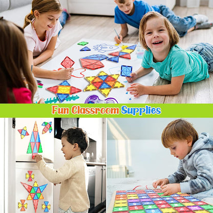 Montessori Magnetic Tiles – 40-Piece STEM Building Set for Kids