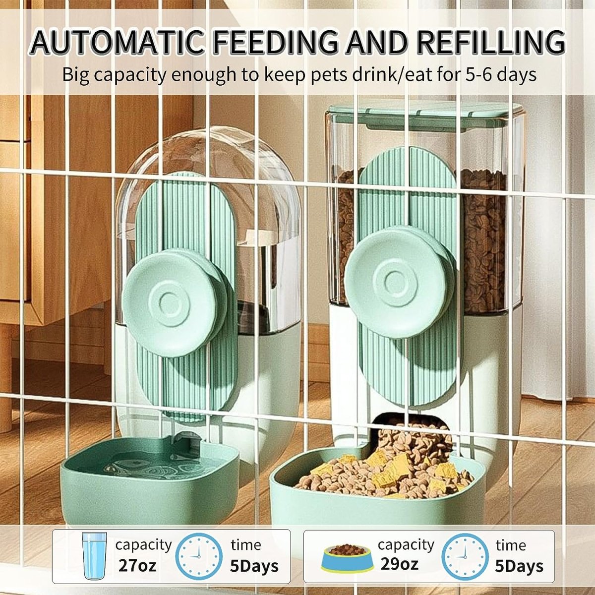 BunnyMate Automatic Rabbit Food & Water Dispenser Set – Cage Mountable Feeder for Small Pets