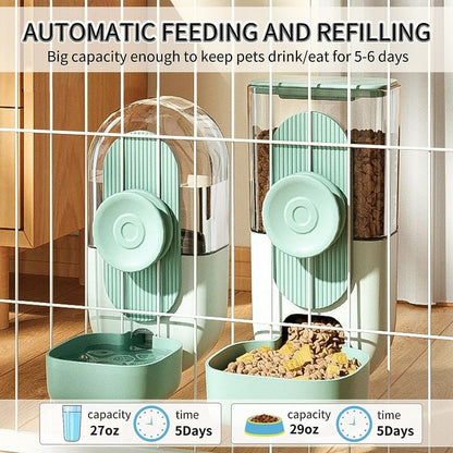 BunnyMate Automatic Rabbit Food & Water Dispenser Set – Cage Mountable Feeder for Small Pets