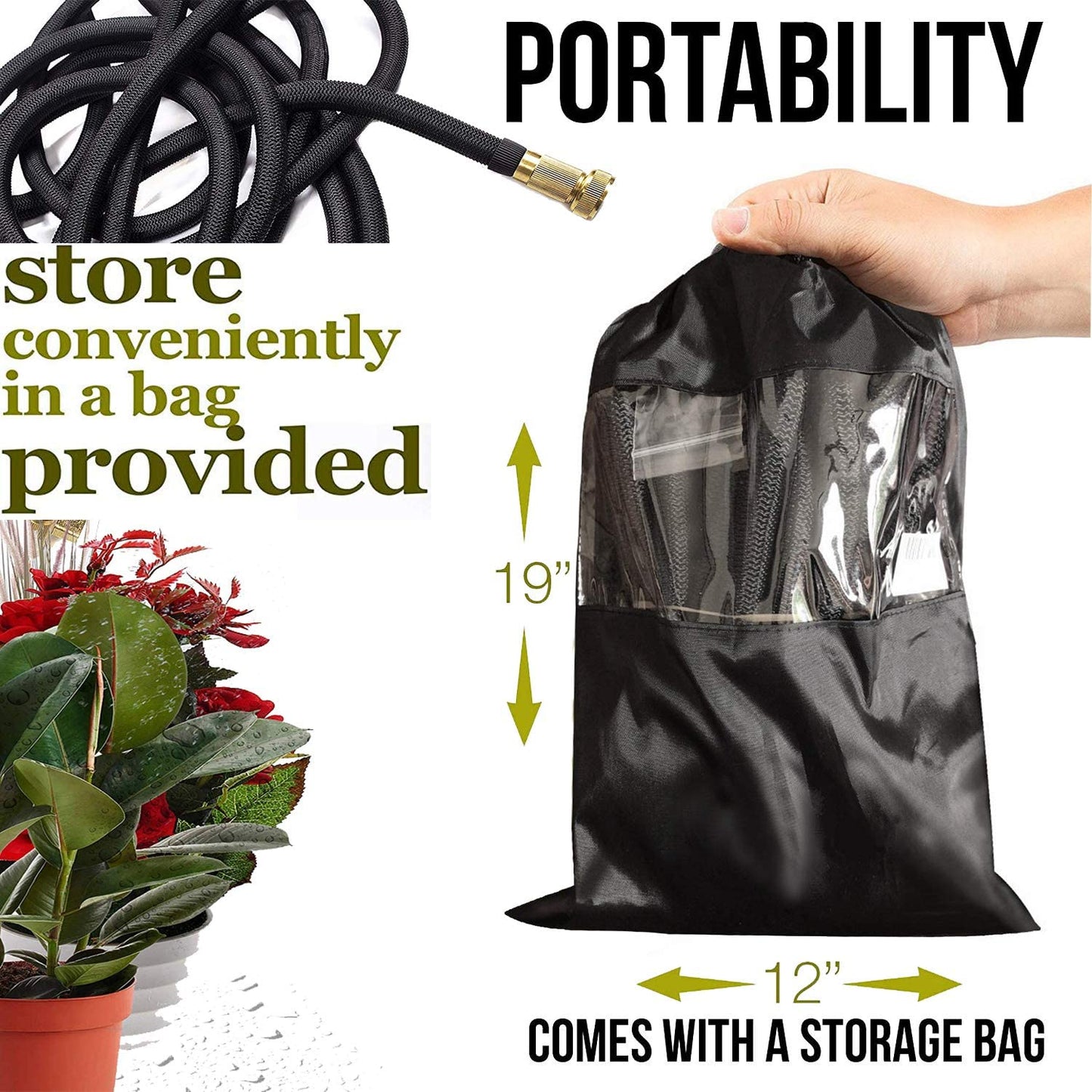 AquaFlex Expandable Garden Hose – Lightweight, Flexible, Leakproof Water Hose with Brass Connectors