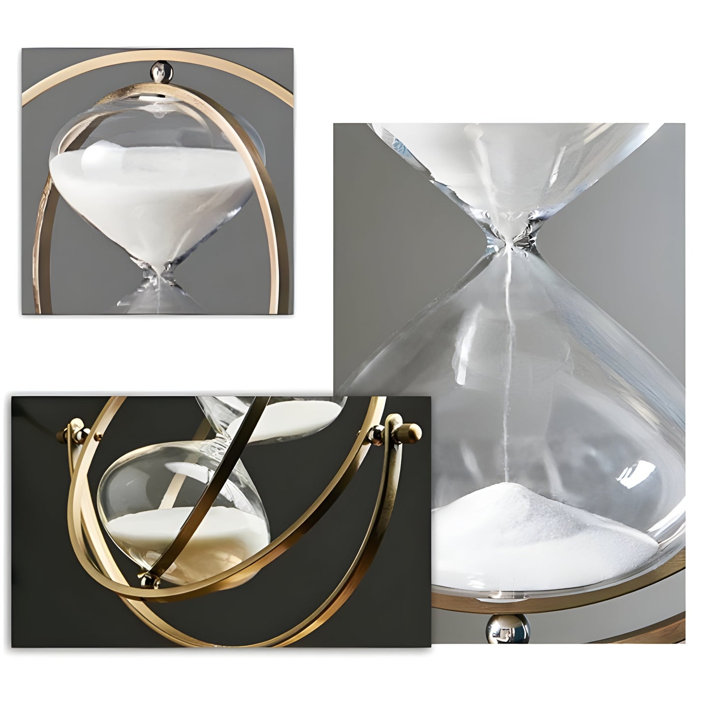 GracefulTime Clock – Luxury Hourglass with Elegant Gold Frame & Timeless Design