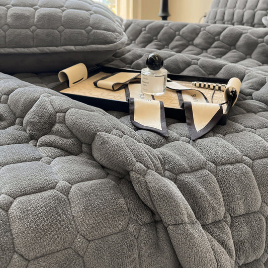 Modern Soft Throw Blanket with Square Texture – Stylish Fluffy Bed & Sofa Cover