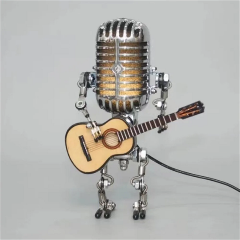 Retro Robot Guitar Table Lamp – Dimmable Ambient Light for Home or Office