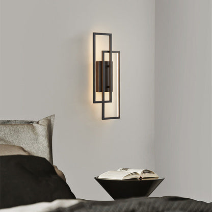 Modern Geometric LED Wall Light – Rectangle Design with Remote Dimming (Black or Copper Finish)