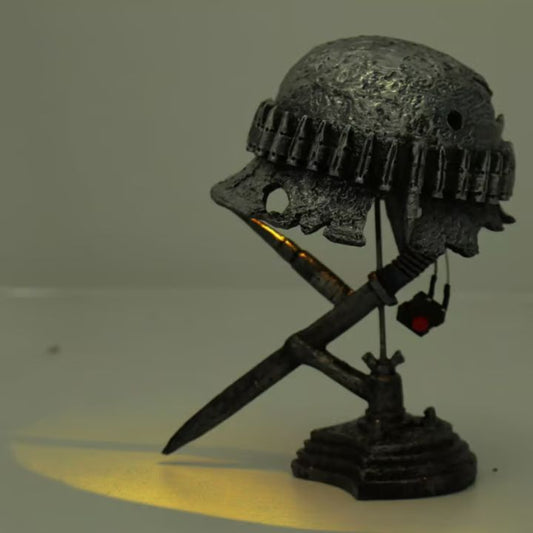 AntiqueLume | Vintage Steel Helmet Table Lamp – Timeless Historical Home Décor