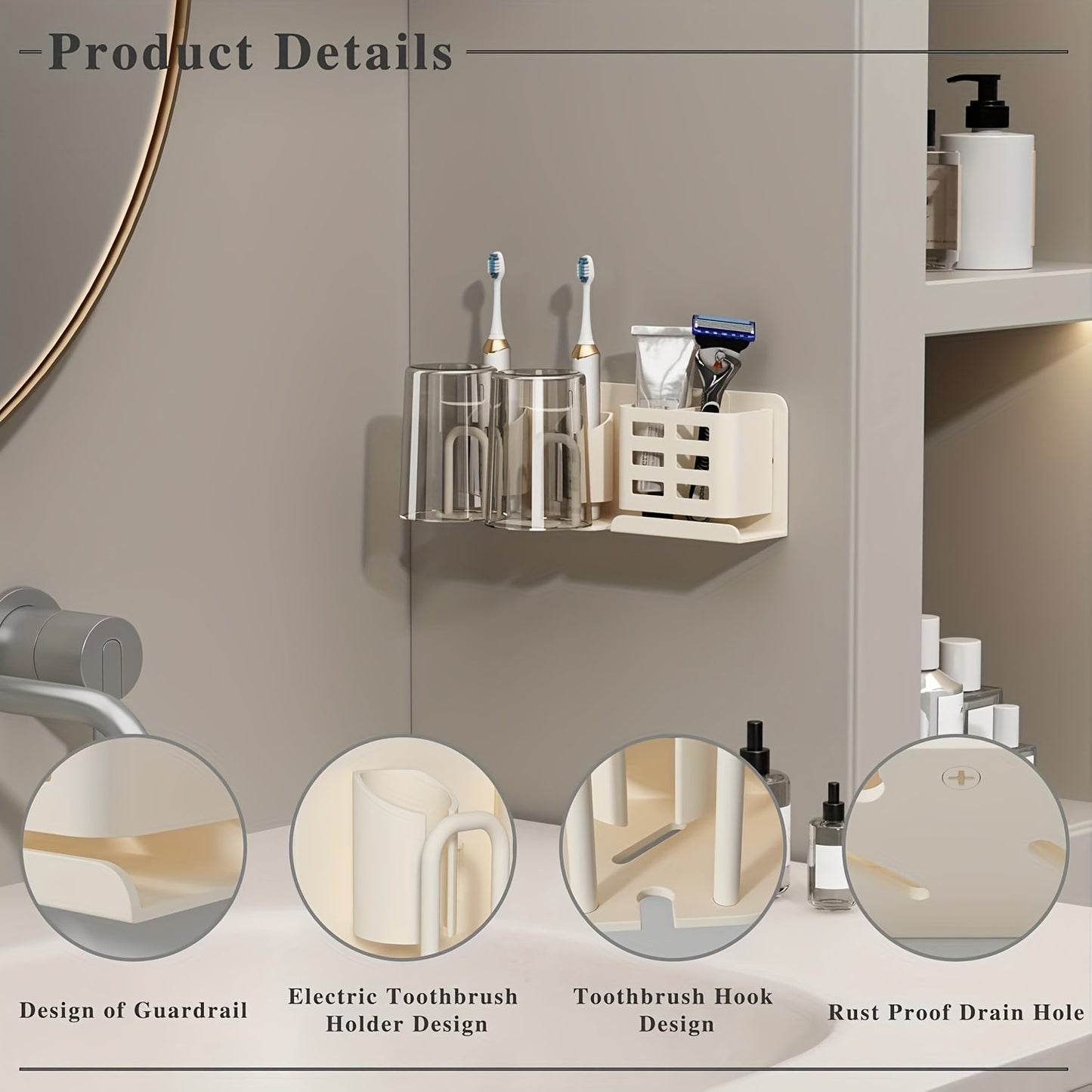 BristleHub Wall-Mounted Electric Toothbrush Holder – Aluminium Bathroom Organiser with Drainage Holes