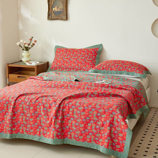 Reversible Quilted Throw Blanket – Rustic Style, 100% Cotton Comfort for Bedroom & Living Room