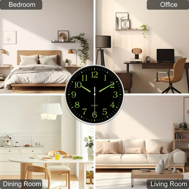 Silent Glow Wall Clock – 20.32cm Luminous Modern Wall Clock with Quartz Movement