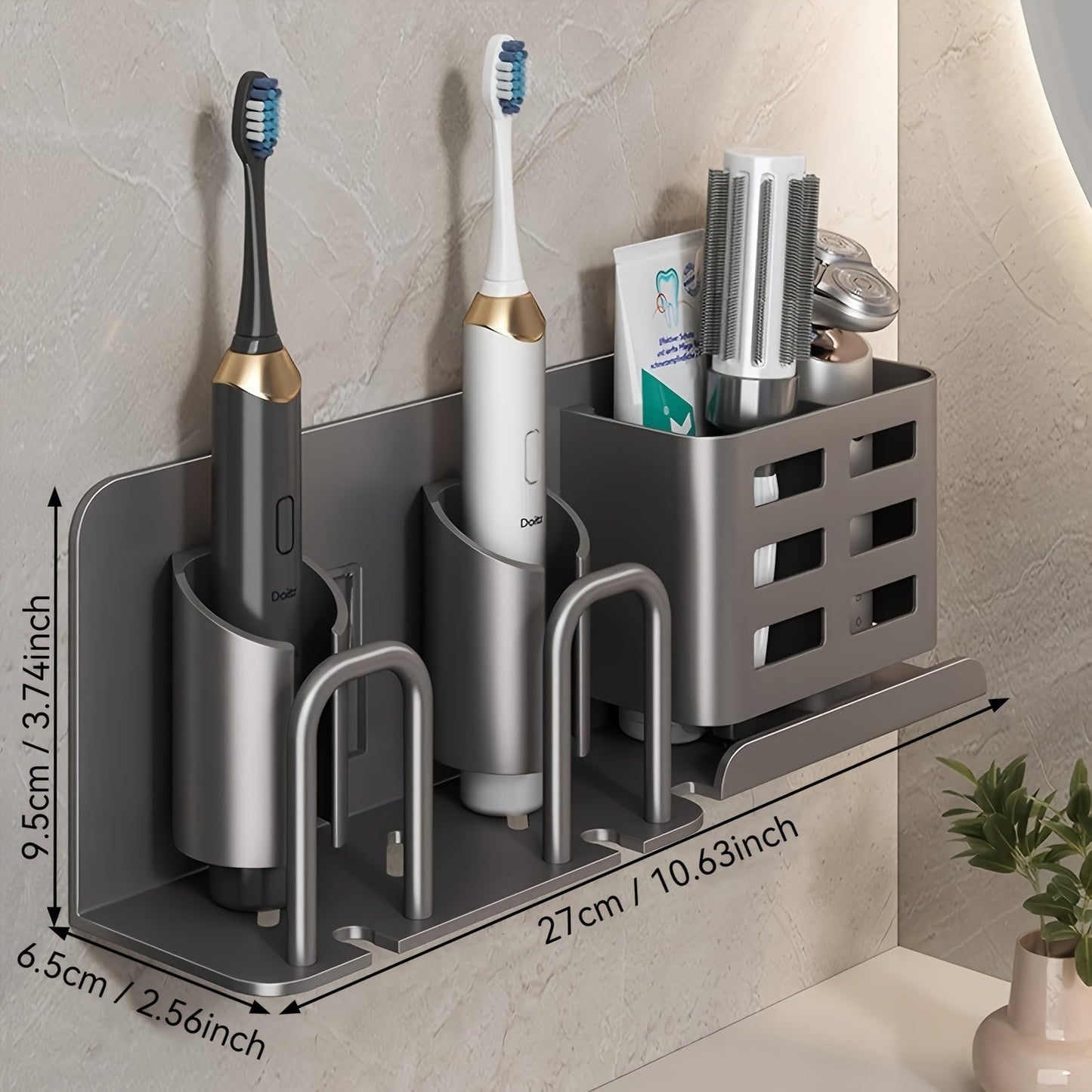 BristleHub Wall-Mounted Electric Toothbrush Holder – Aluminium Bathroom Organiser with Drainage Holes