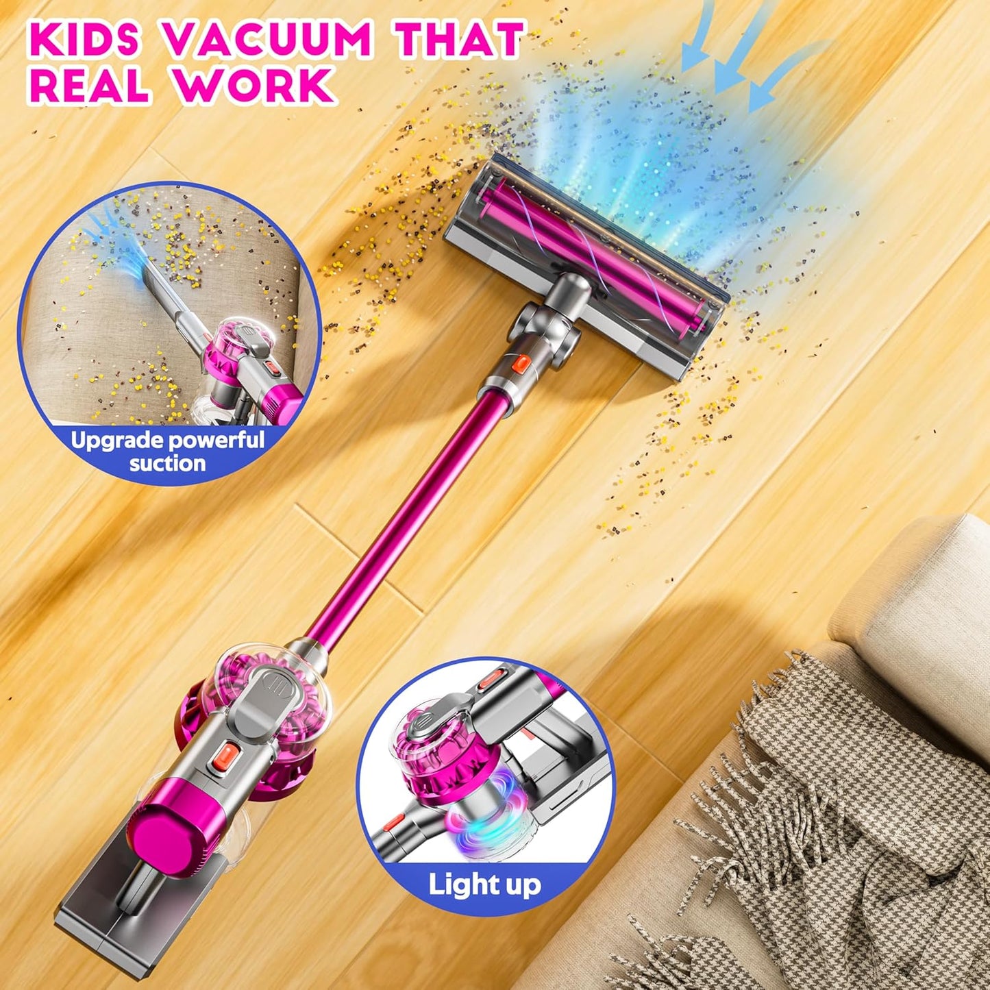 4-in-1 Kids Vacuum Cleaner | Real Working Toy Vacuum with Lights & Sounds