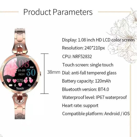 AquaFit Women’s Waterproof Fitness Smartwatch
