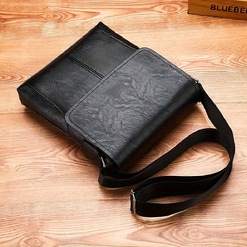 Vintage Luxe PU Leather Shoulder Bag – Men’s Crossbody Messenger Bag with Adjustable Strap