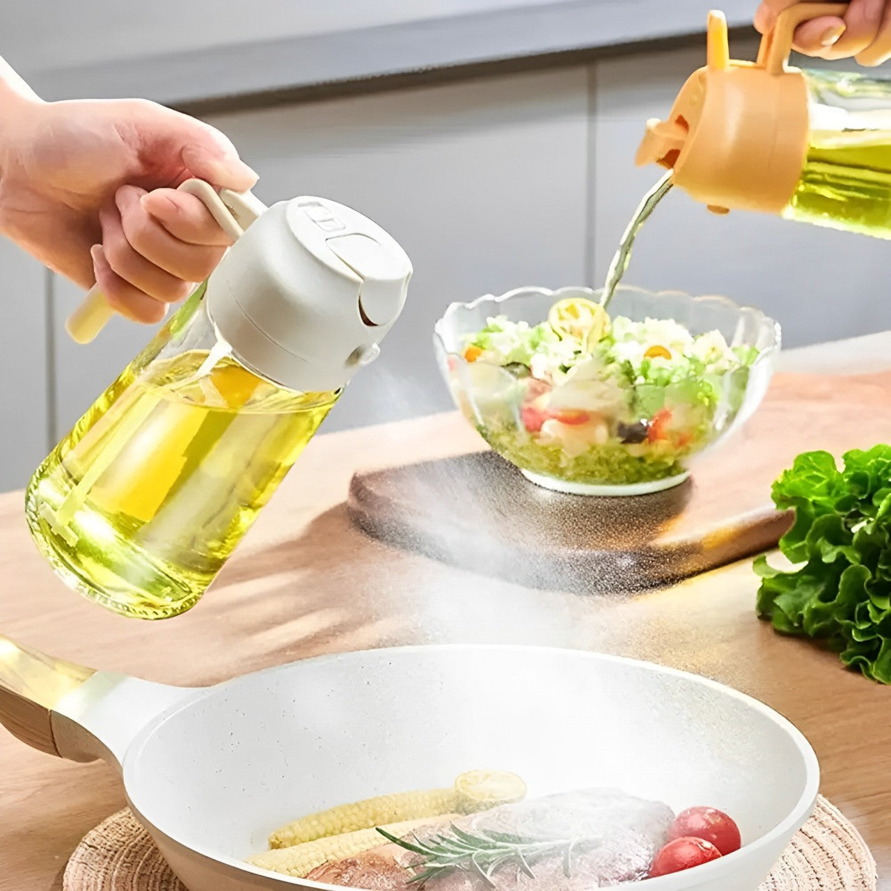 2-in-1 Olive Oil Dispenser & Sprayer – Perfect for Cooking, Salads, and BBQ