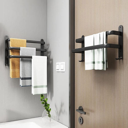 FlexRack Wall-Mounted Bathroom Storage Shelf with Towel Holder – Space-Saving Aluminium Rack